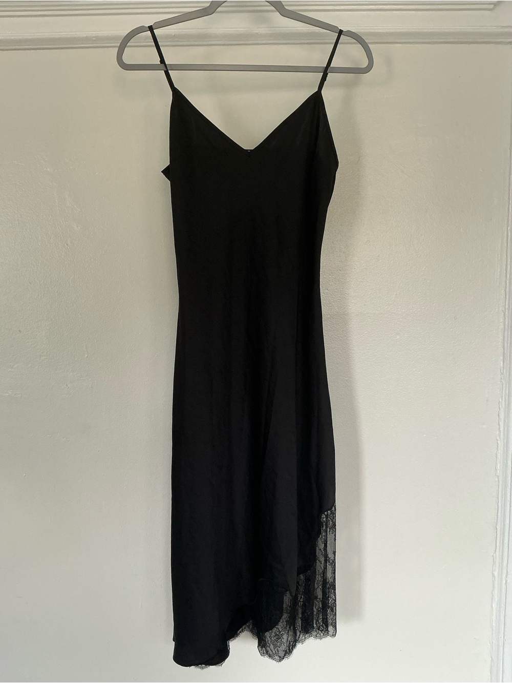 Aritzia Black Slip Dress Satin Midi Minimalist Size Small